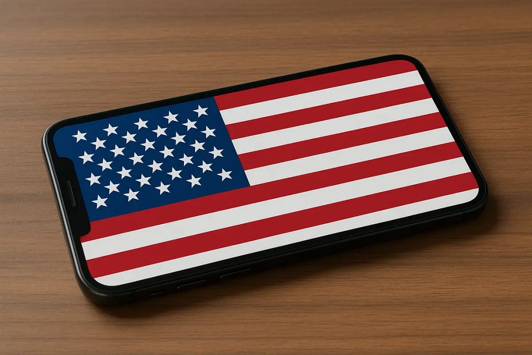 Téléphone avec drapeau américain